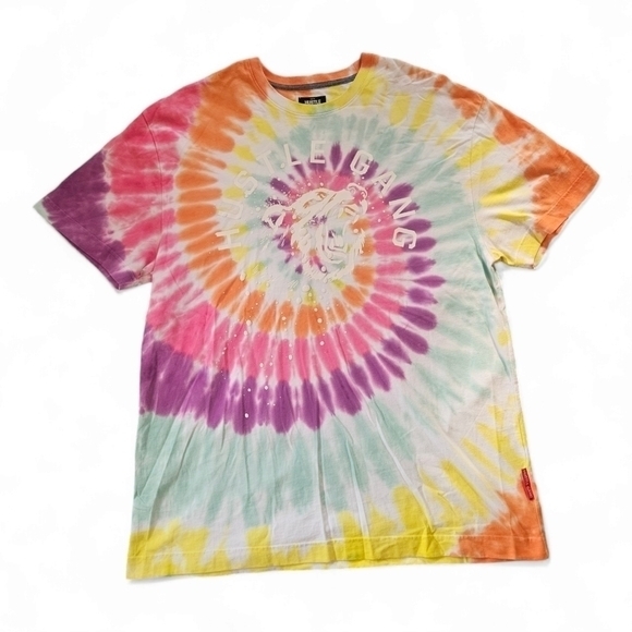 Hustle Gange Tie Die‎ Unisex Knit 100% Cotton Mens Shirt With Bear Logo Large - Picture 3 of 10
